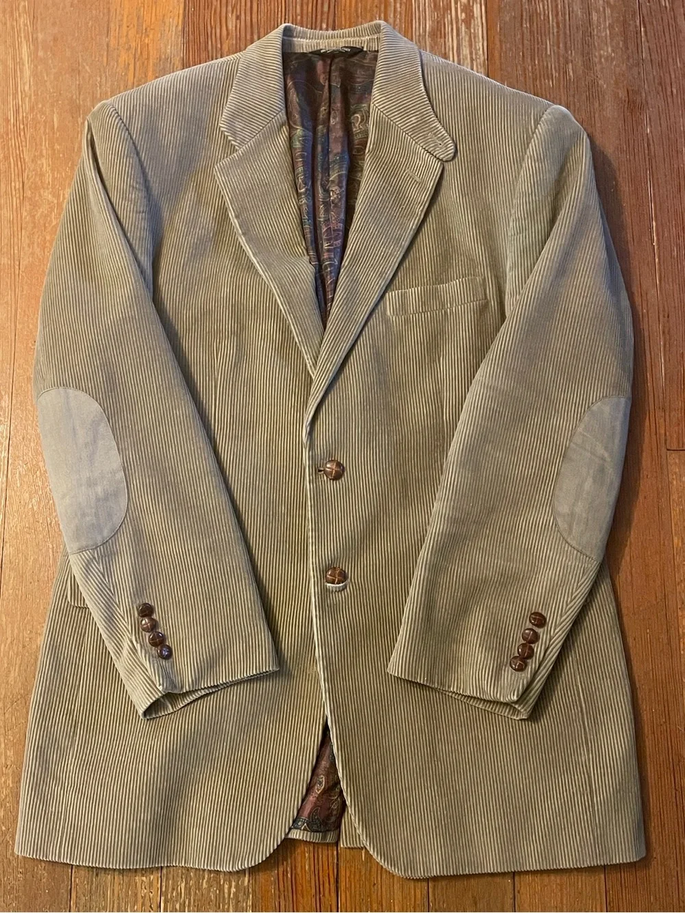 Lauren Ralph Lauren 40L Tan Corduroy Blazer - Dark Academia / Paisley Lined